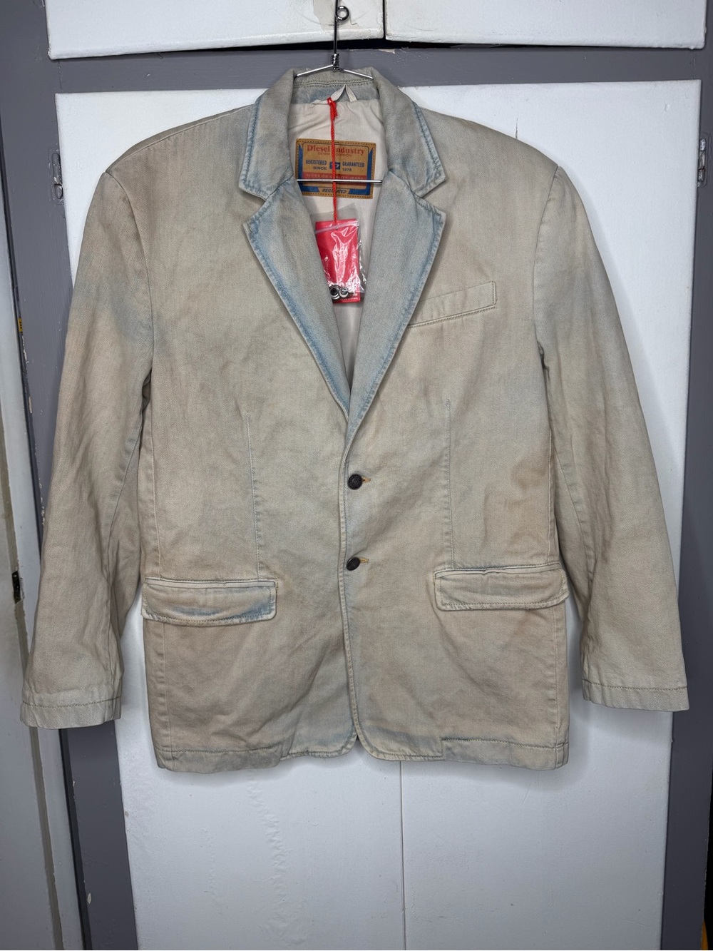 Diesel Men Tailored Denim Sport Coat Blazer Medium Light Blue Made In Italy NWT